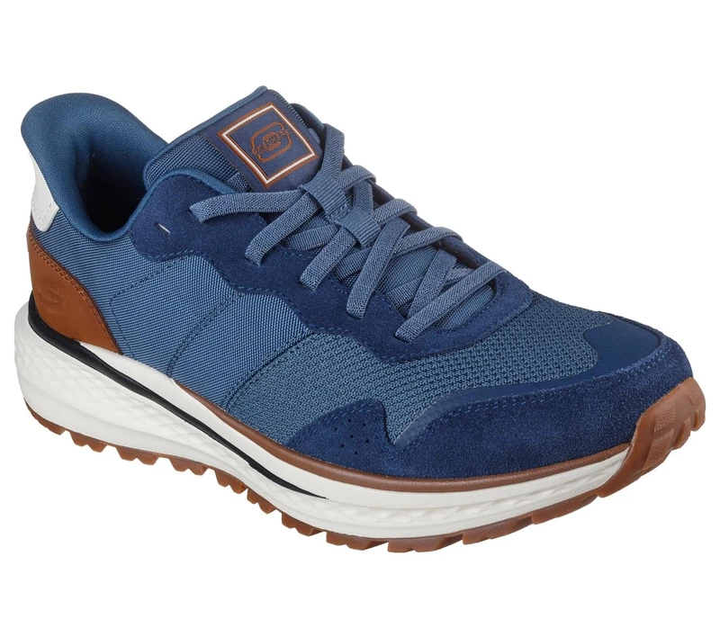 Skechers Men's Slade Ultra Mercer Sneaker, Blue Leather/Mesh, 9 UK