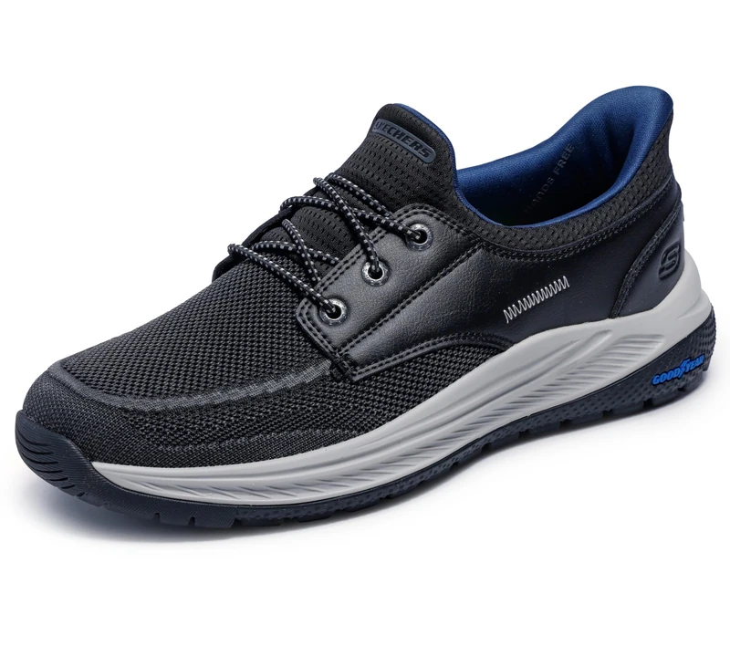 Skechers Men's Meroe Alden Sneaker, Black Knit/Synthetic, 9 UK