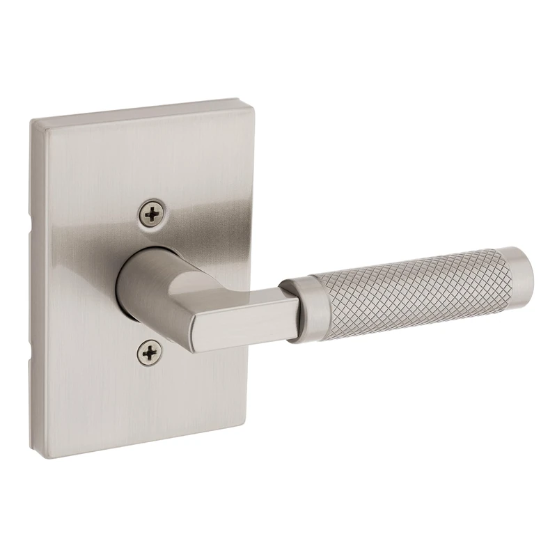 Kwikset Prava Dummy Door Handle Knurled Single Sided Lever for Cupboards, French Double Doors and Pantry, Satin Nickel, Reversible Non Turning Interior Lever with Guard