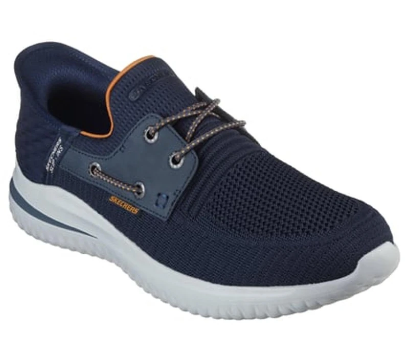Skechers Men's Delson 3.0 Roth Slip-On Sneakers, Navy Knit/Synthetic, 15 UK Wide - Image 1
