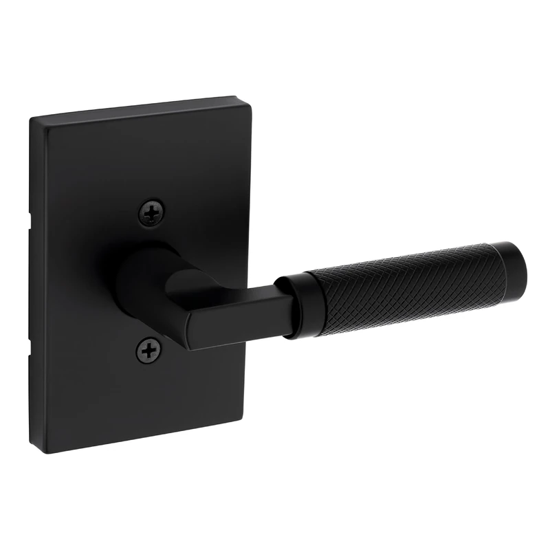 Kwikset Prava Dummy Door Handle, Single Sided Lever for Closets, French Double Doors, and Pantry, Matte Black, Non-Turning Reversible Interior Push/Pull Lever, with Microban Protection