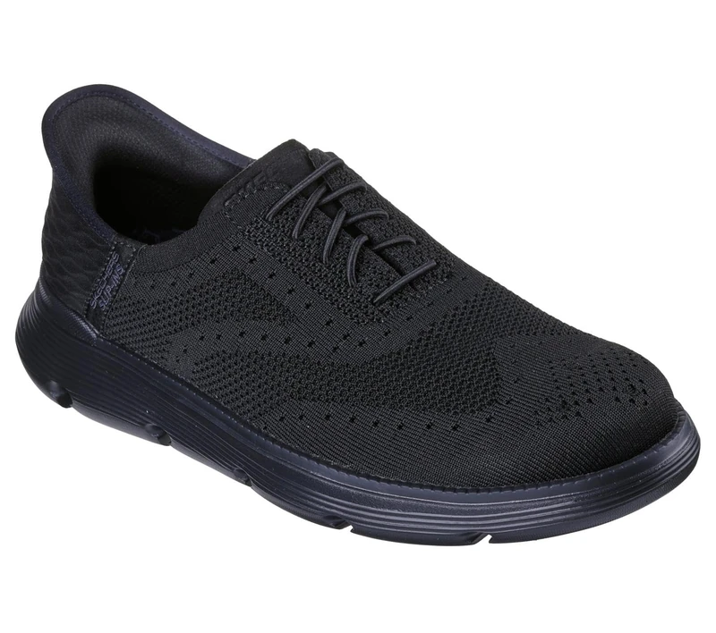 Skechers Men's Garza Palma Slip-On Sneakers, Black Knit, 7.5 UK