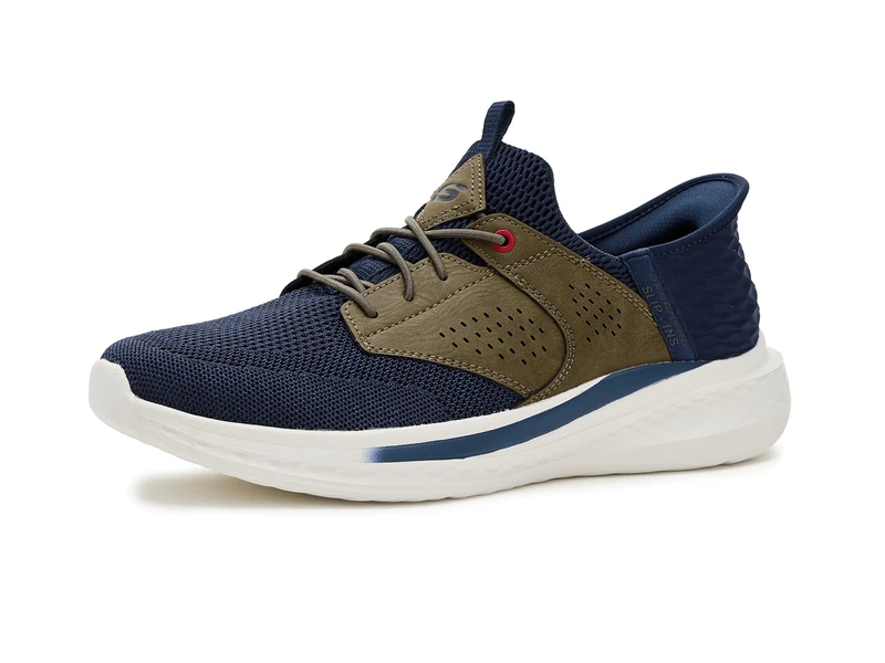 Skechers Men's Slade-Caster Sneaker, Navy/Tan, 13 UK