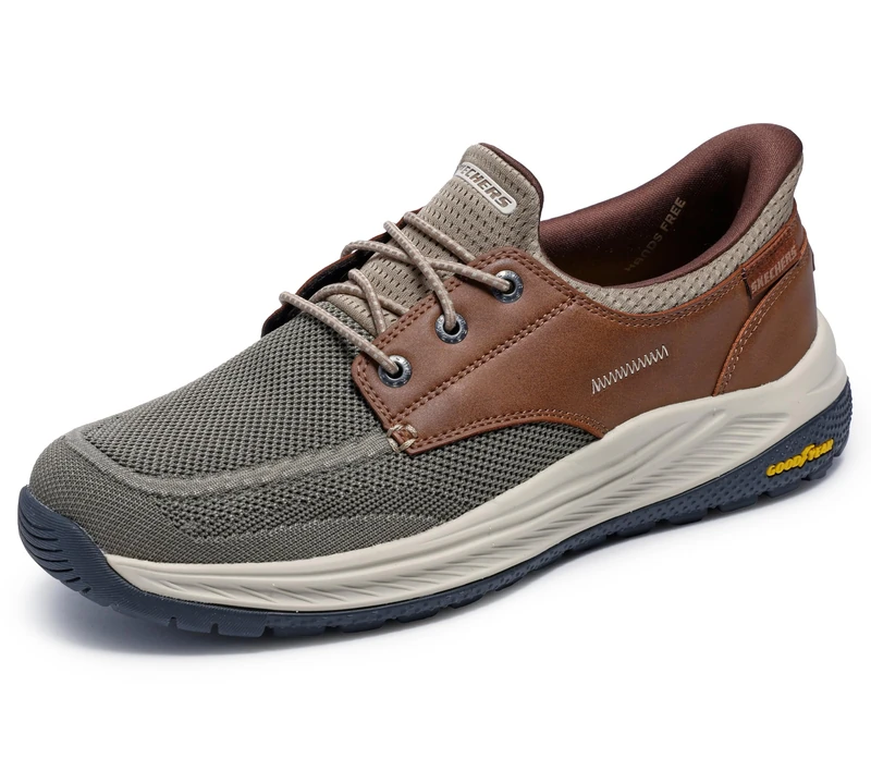 Skechers Men's Meroe-Alden Sneaker, Taupe/Brown, 9 UK