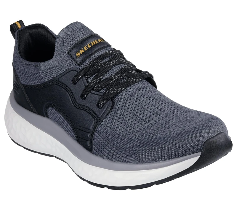 Skechers Men's Lancer Dalton Sneaker, Black Gray Knit/Synthetic, 7 UK
