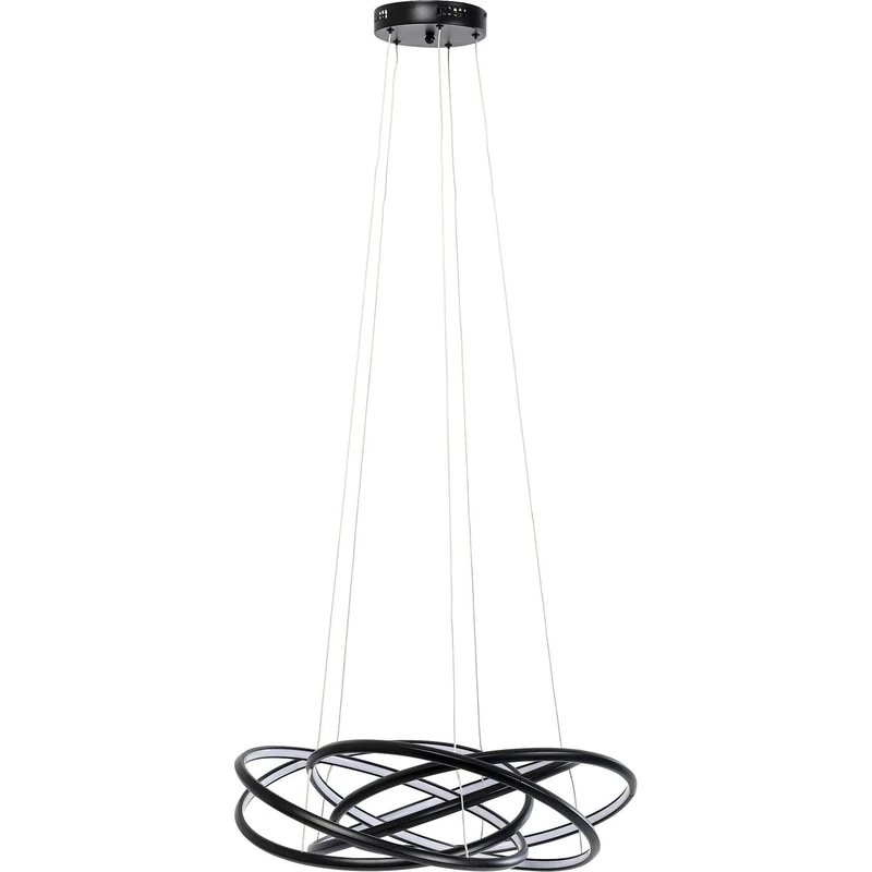 Kare Design Pendant Lamp Saturn, Black, Diameter 72cm, Height Adjustable, Steel, Ceiling Light, Home Decor, Decorative Lighting for Living Room, LED Included
