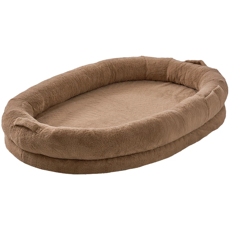 VEVOR Human Dog Bed, 72" x48"x10", Brown, Faux Rabbit Fur, Orthopedic Foam, Non-Slip, Large Dog, 75 lbs Max, 183 x 122 x 25 cm