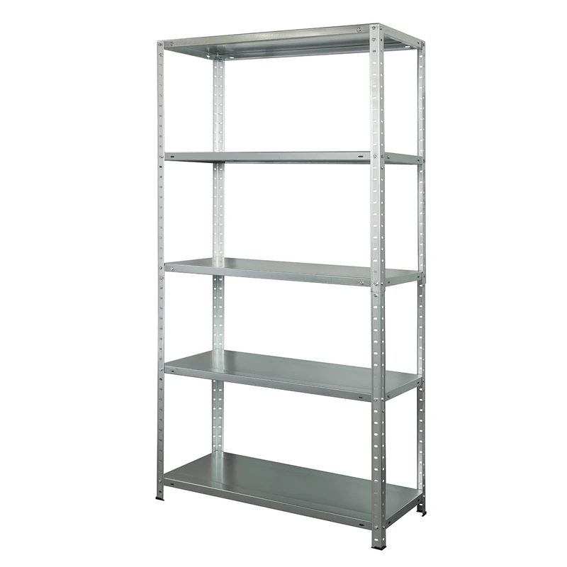 Metalkas BR-ECO Storage Shelving with 5 Shelves 177 x 90 x 40 cm Height-Adjustable Shelves up to 350 kg Heavy-Duty Shelving Cellar Shelf Workshop Shelving Galvanised Metal Silver - Image 1