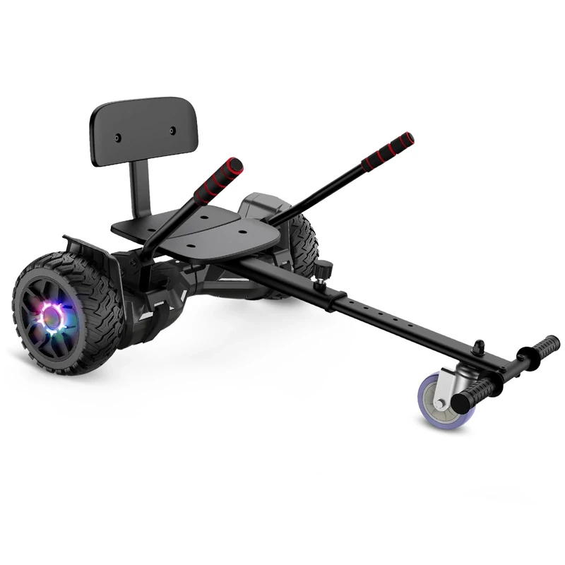 Scooter With Seat Attachment, 8.5" Hoverboard Go Kart Combo With Colorful LED Lights & Bluetooth, For Kids Boys Girls