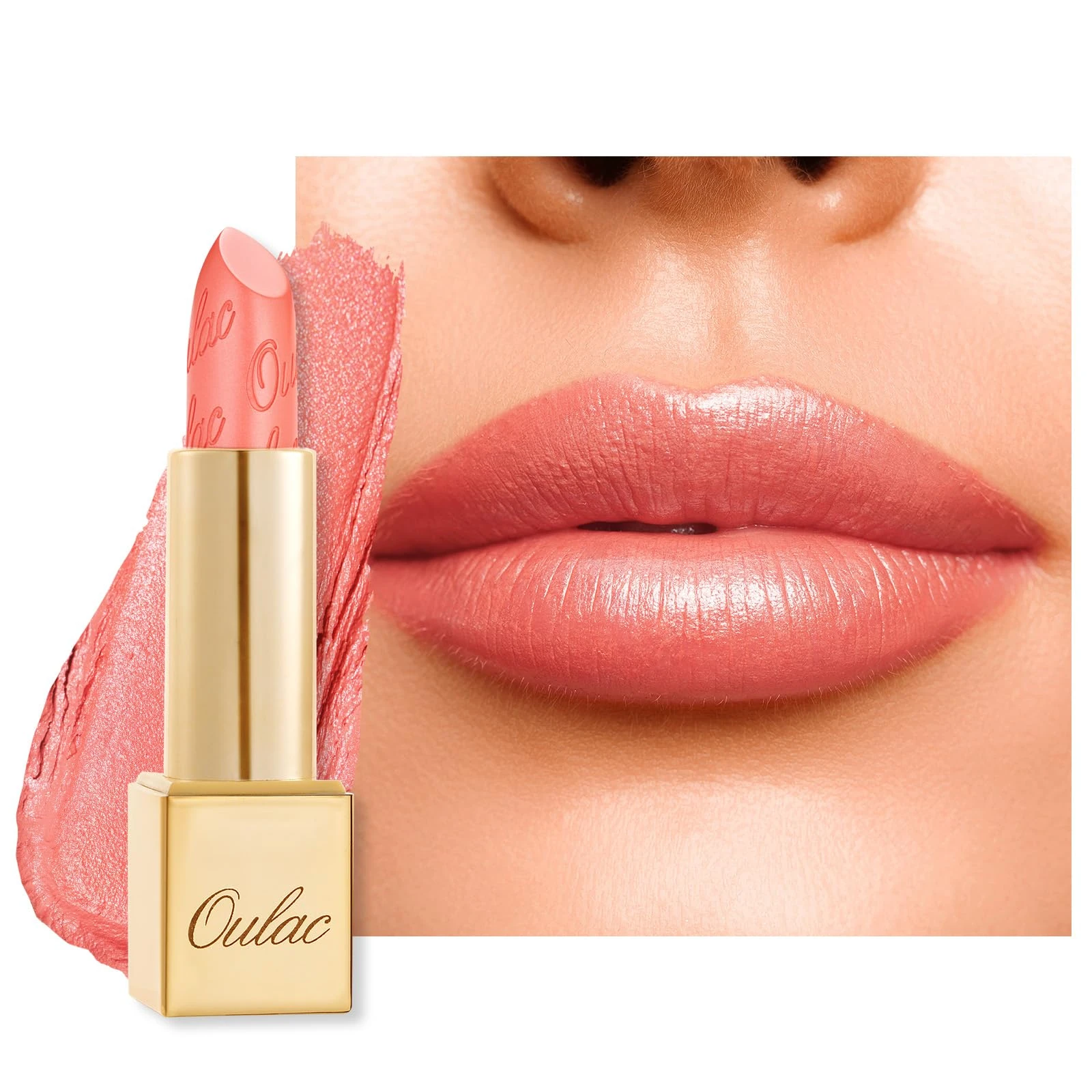 OULAC Glow Metallic Shine Orange Lipstick, Coral High Impact Lipcolor, Lightweight Soft and Ultra Hydrating, Long Lasting, Vegan & Cruelty-Free, Full Coverage Lip Color 4.3 g/0.15 GM11 Aurora