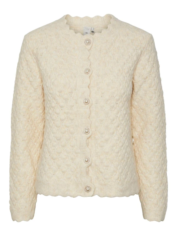 YAS Women's Yasbubble LS Knit Cardigan S. Noos Cardigan, Birch, L