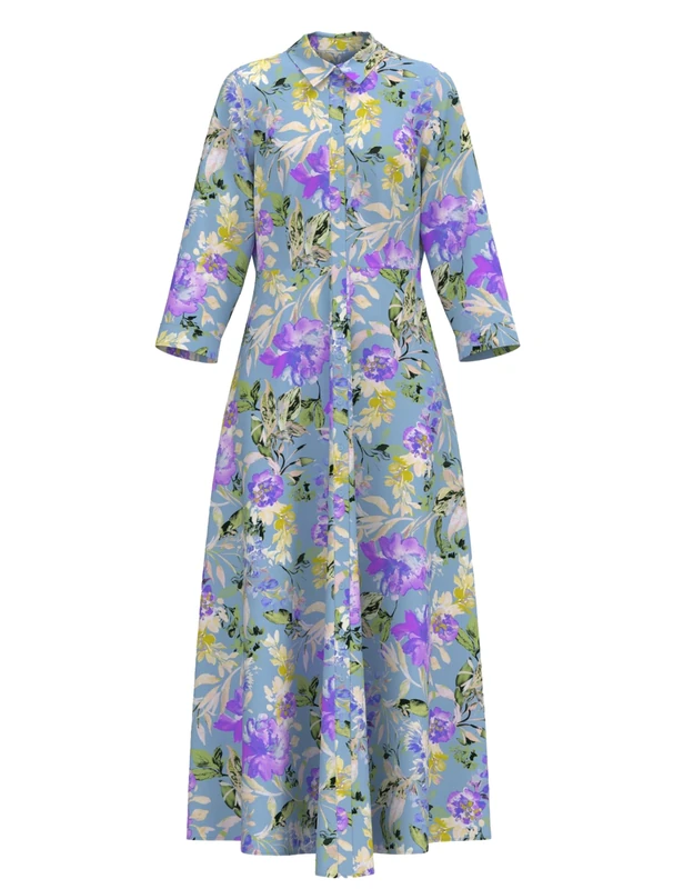 YAS Women's Yassavanna Long Shirt Dress S. Noos Dress, Clear Sky, XS