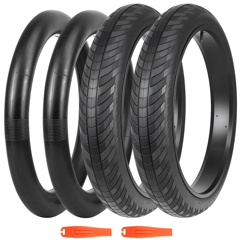 BALINGE 2 Pack 26x3.0 Fat Bike Tires ebike Tires Mountain Bike Heavy Duty High-Performance Wear-Resistant E-Bike Mountain Snow Bike Tire 26 x 3 Fat tire，Black (2 Tires + 2 Tubes + 2 levers)