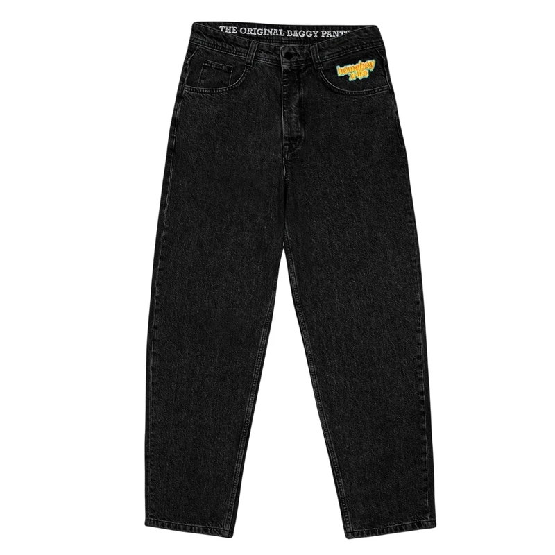 Homeboy Unisex X-Tra Baggy Denim Pants, Washed Black, 34 L34