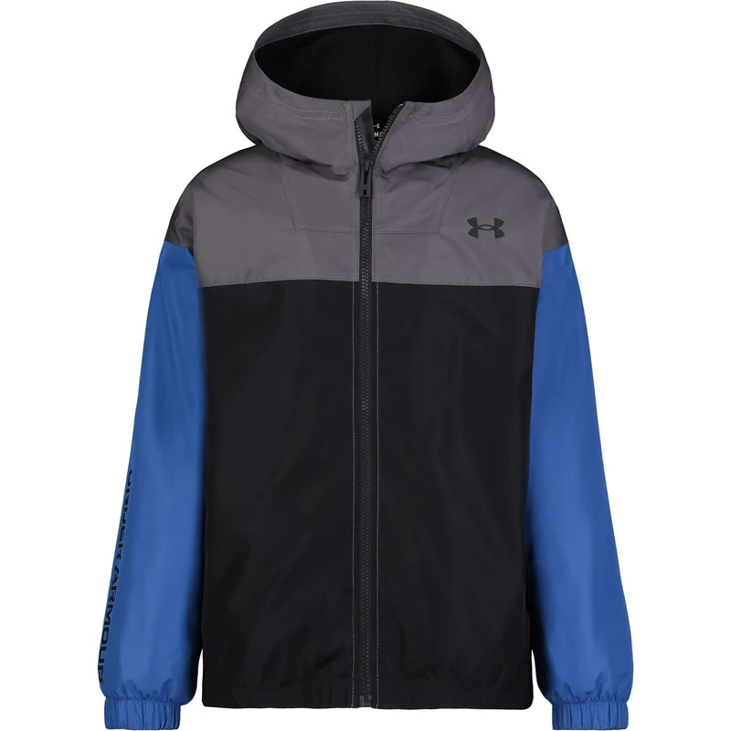 Under Armour Manataug Windbreaker Kids Rain Jacket Boys/Girls, 12 Years-13 Years, Blue/Black