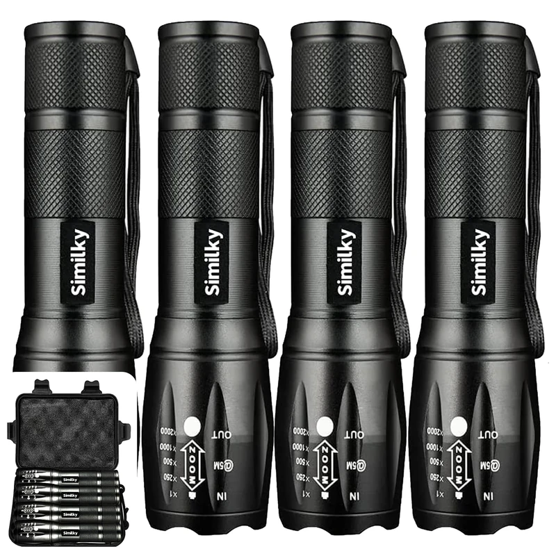 SIMILKY 3Pack Torches Led Super Bright, Hand Led Torch 1200 Lumen, Powerful Torches Battery Powered Water Resistant 5 Modes Tactical Torch for Camping (4 Pack)
