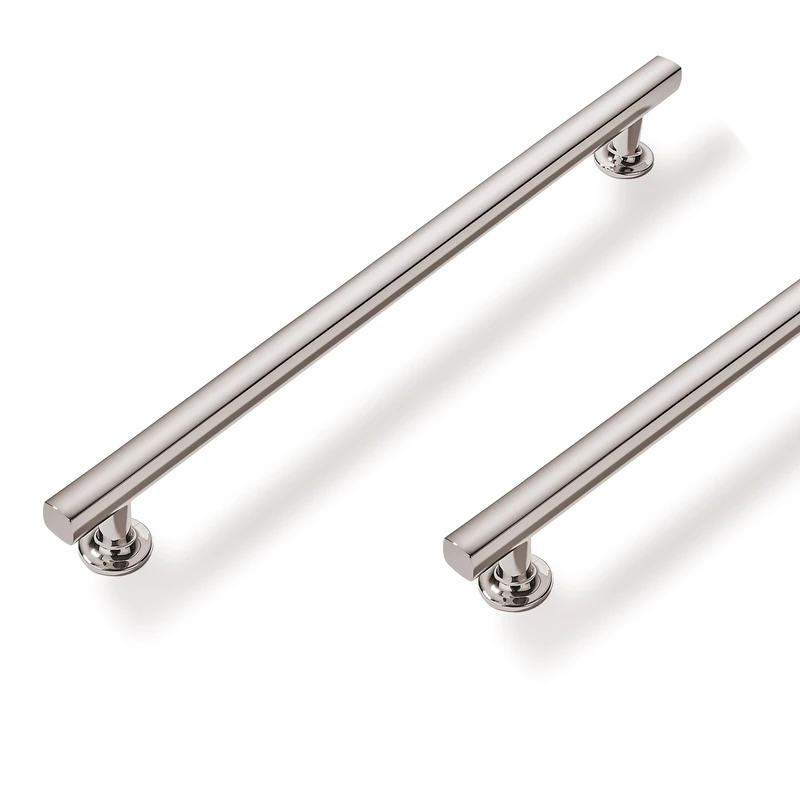 ZAUYX 10 Pack Polished Nickel 8 Inch Hole Center Cabinet Pulls Kitchen Cabinet Handles Solid Square Pulls for Kitchen Cabinet Door Handles Arch Dresser Handles for Cabinets and Drawers
