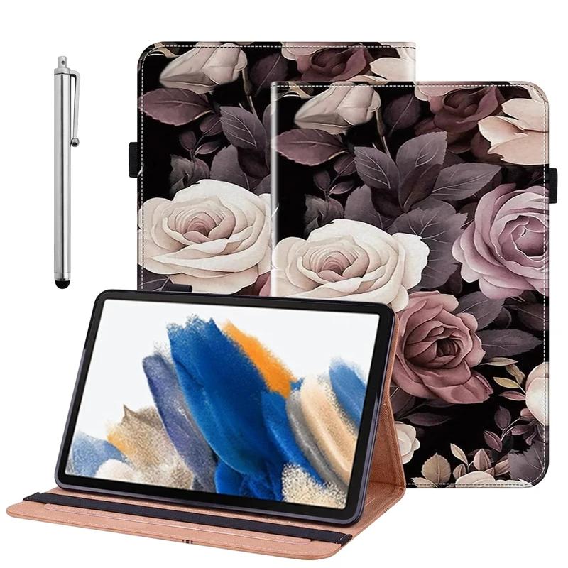 BOLELAW Case for iPad Mini 7 (A17 Pro), iPad Mini 7th/6th Generation (2024/2021 8.3-Inch) with [Stand Function] [Card Slot] [Pen and Pen Holder] PU Leather Folio Flip Tablet Case, Rose Bush