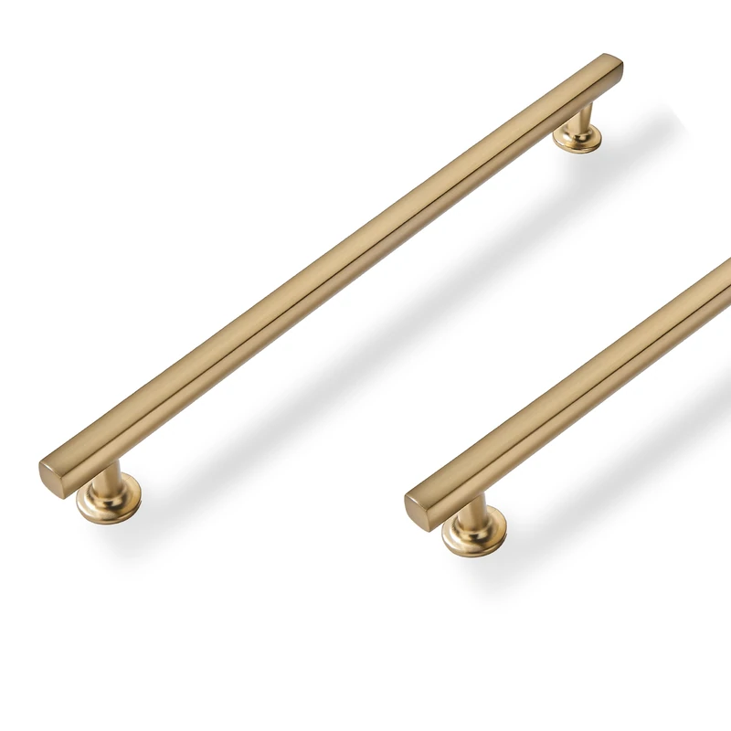 ZAUYX 10 Pack Brushed Brass 8 Inch Hole Center Cabinet Pulls Kitchen Cabinet Handles Solid Square Pulls for Kitchen Cabinet Door Handles Arch Dresser Handles for Cabinets and Drawers