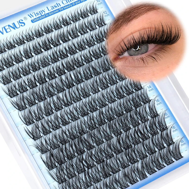 Goddvenus Wispy Cluster Lashes Natural Individual Eyelashes DIY Eyelash Clusters D Curl Russian Lash Extensions Light Eyelash Individuals