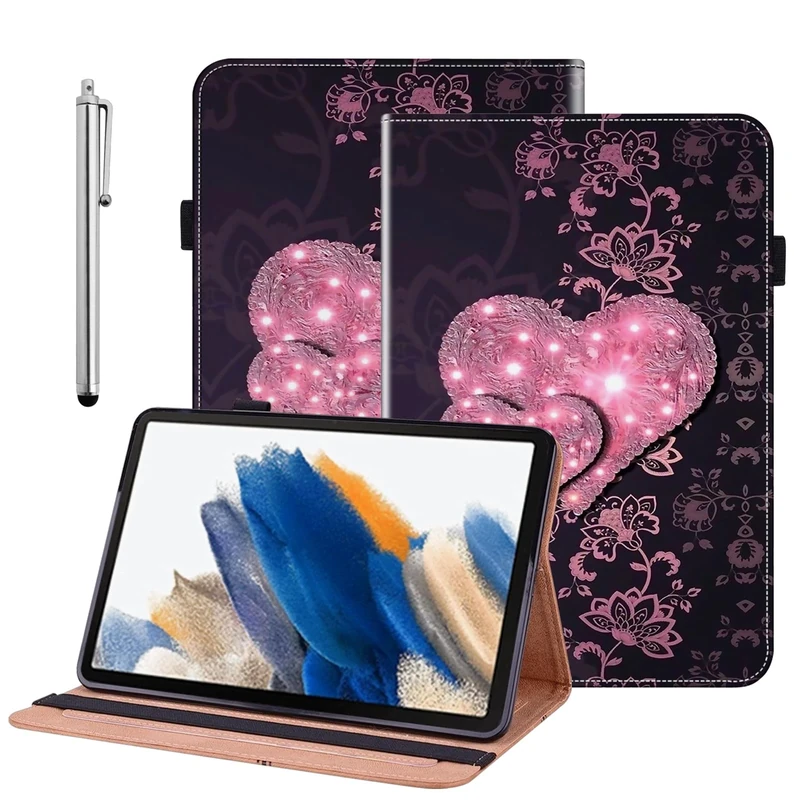 BOLELAW Case for Samsung Galaxy Tab A9 Plus 11 inch 2023 (SM-X210/X215/X216/X218) with [Card Slot] [Stand Function] Leather Folio Flip Tablet Case, Lace Heart