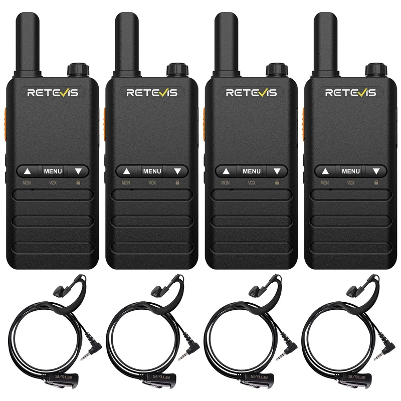 Retevis B63B Walkie Talkies for Adults, Front 3 Buttons Walkie Talkie, One-Click Operation VOX, RT622P 4.0, 1620mAh, 15mm Ultra-Thin, Vox, Earpiece, 2 Way Radio for Restaurant, Hotel (4 Pcs, Black)