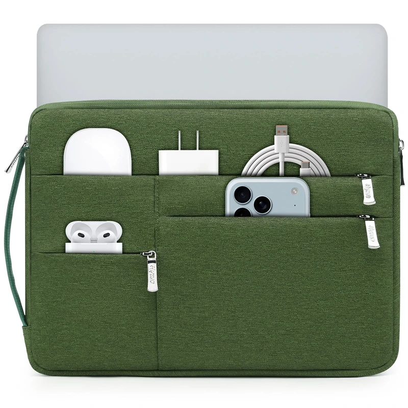 HYZUO 14-15 Inch Laptop Sleeve Bag for MacBook Air 15 M4 M3 M2, MacBook Pro 15, 15" Surface Laptop, XPS 14/15 Plus, Portable NoteBook Case for 14" HP Dell Lenovo ThinkPad Asus Acer, Grass Green