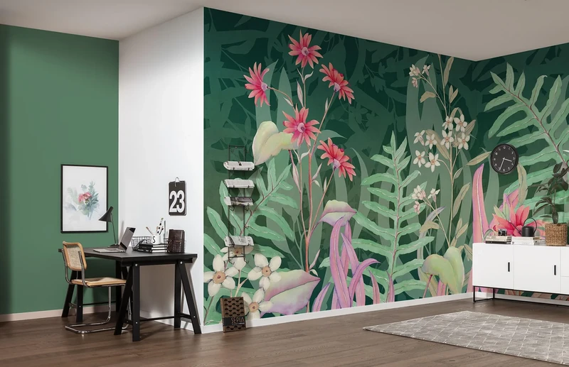 Komar Non-Woven Photo Wallpaper - The Flower Duet - Size 400 x 250 cm - Wallpaper, Wall Decoration, Living Room, Bedroom, Office