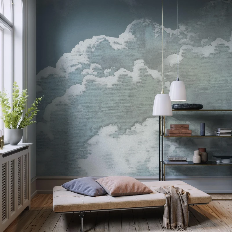 Komar Non-Woven Photo Wallpaper - Vintage Clouds - Size 250 x 250 cm - Wallpaper, Wall Decoration, Living Room, Bedroom, Office