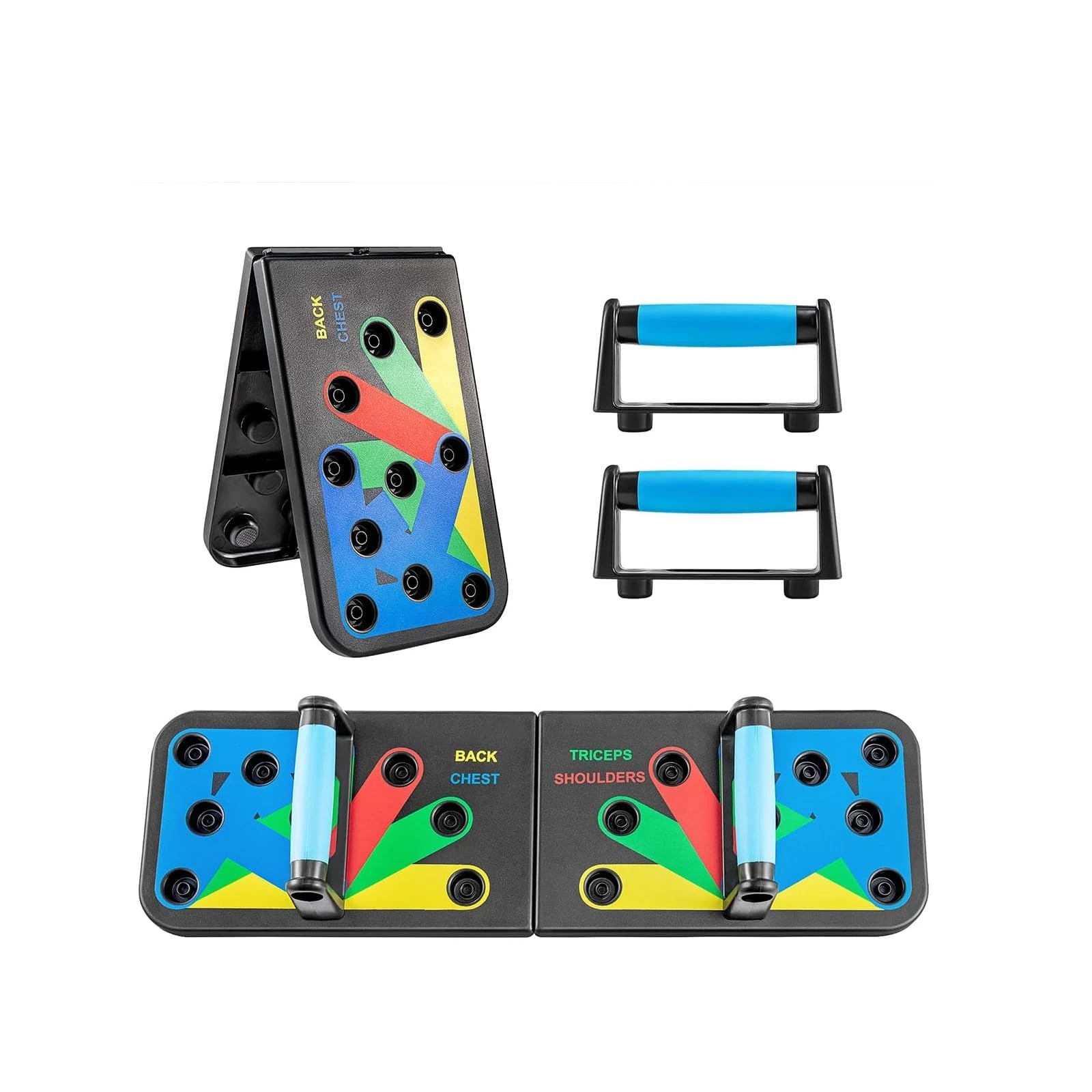 Push Up Board Foldable 14-in-1 Press Up Boards - Portable Fitness Equipment for Men & Women, Home Gym Muscle Strength Training, Perfect Push Up System, Black