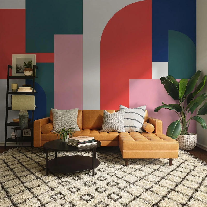 Komar Non-Woven Photo Wallpaper - Geometric Colours - Size 350 x 250 cm - Wallpaper, Wall Decoration, Living Room, Bedroom, Office