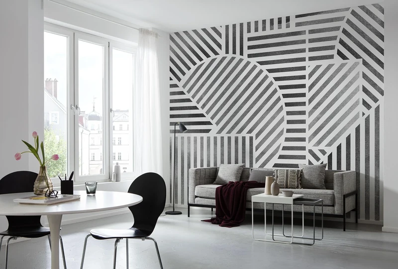 Komar Non-Woven Photo Wallpaper - Jeux de Lignes - Size 300 x 250 cm - Wallpaper, Wall Decoration, Living Room, Bedroom, Office