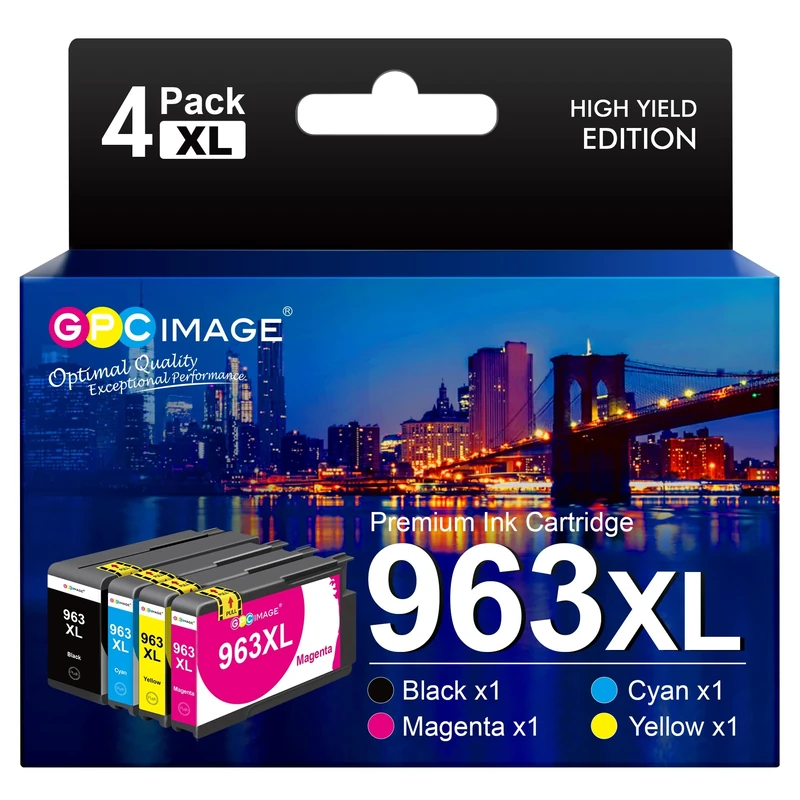 GPC Image 963XL Ink Cartridges Multipack Remanufactured for HP 963 963XL Ink Compatible for HP Officejet Pro 9020 9014 9015 9016 9018 9019 9022 9025 Printers (1 Black, 1 Yellow, 1 Cyan 1 Magenta) - Image 1
