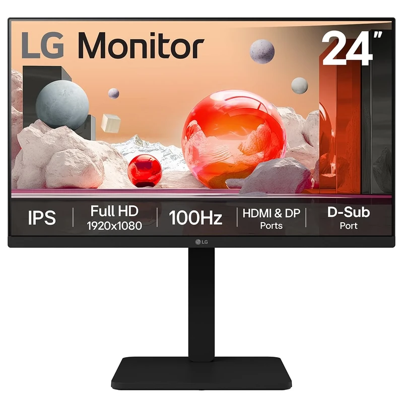 LG Electronics Monitor 24BA450, 24 Inch, FHD 1080p, 100Hz, 5ms Response Time, IPS Panel, HDMI, DisplayPort (Matt Black)