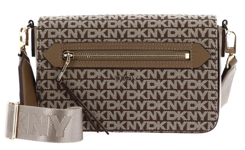 DKNY Women's Bryant Ave Mid Flap Crossbody Bag, Chino/Shitake, Chino/Shitake, Small