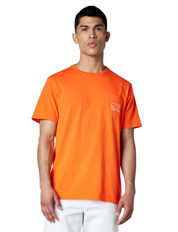 Vineyard Vines Men's Short-Sleeve Vintage Whale Pocket Tee, Nautical Orange, S