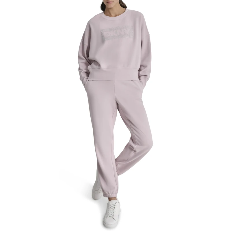 DKNY Women's Rhinestone Crosswalk Pullover Sweater, Allure, S - Image 1