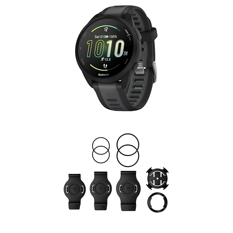 Garmin Forerunner 165, Easy to Use Lightweight GPS Running Smartwatch, Black & QuickFit Bicycle Mount