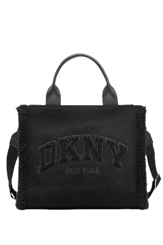 DKNY Women Hadlee Mid Tote Bag, Black/Silver, Medium
