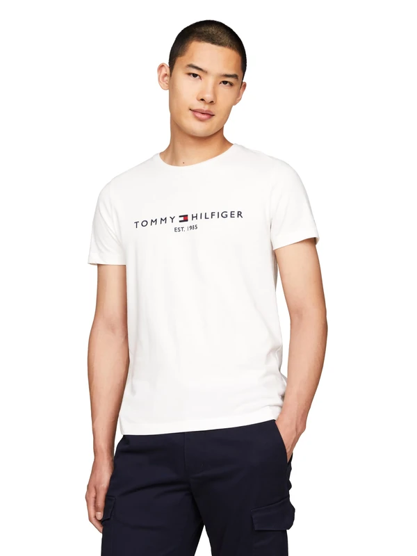 Tommy Hilfiger Men's Short Sleeve Cotton Graphic T-Shirts with Embroidered Logo, Snow White, XXL - Image 1