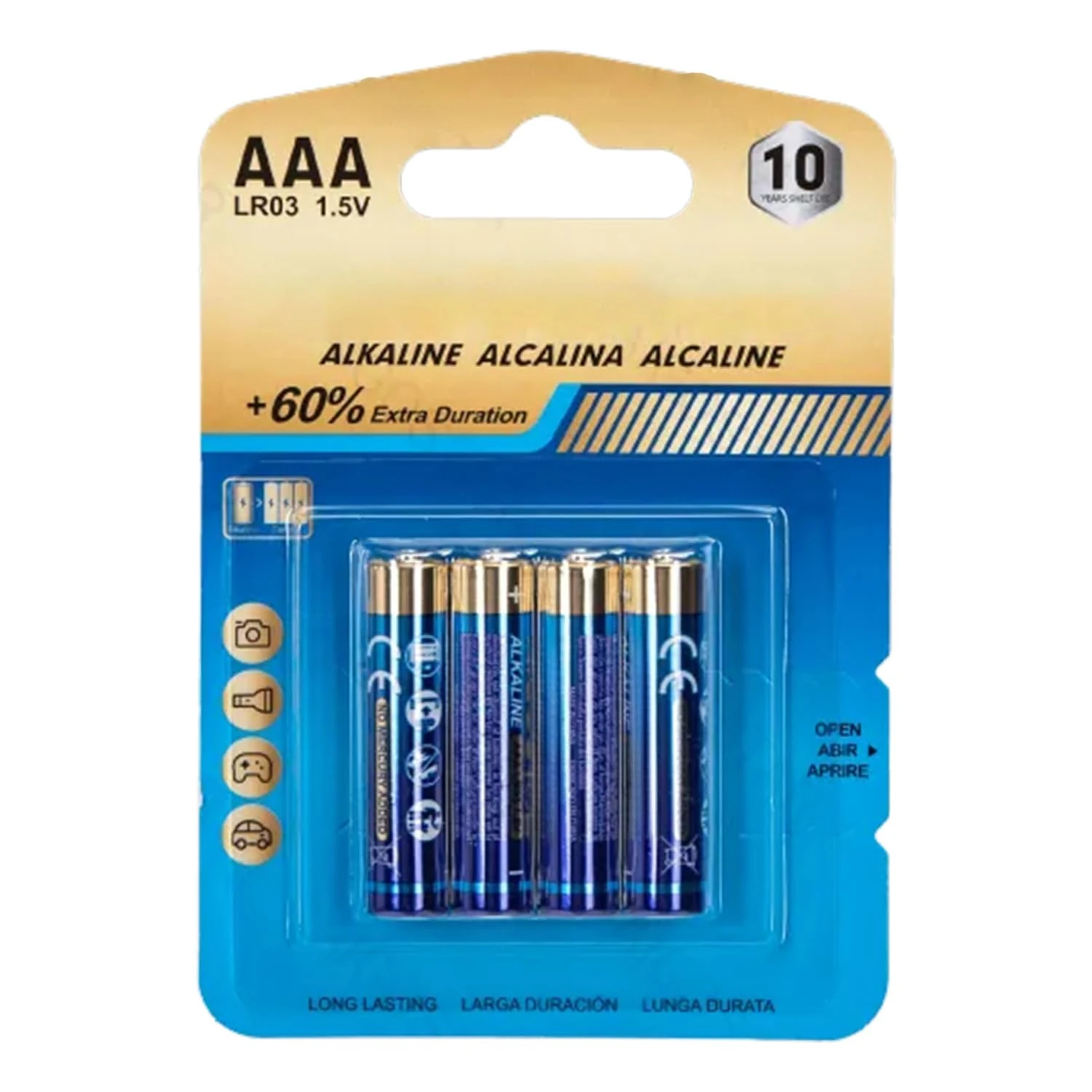 AAA LR03 1.5V Alkaline Battery Pack of 4 Ideal for Electronic Devices and Toys