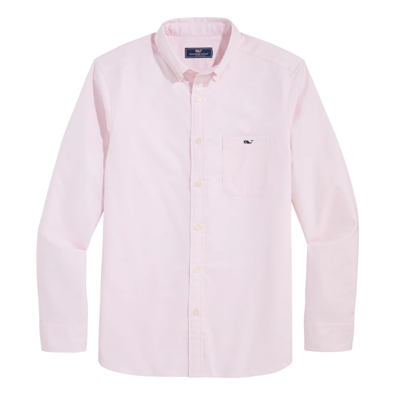 Vineyard Vines Men's Solid Stretch Oxford Shirt, Flamingo, Large