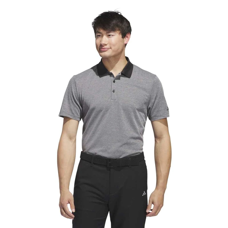 adidas Men's Mens CORE Performance Heather Polo Shirt, Black Melange, L
