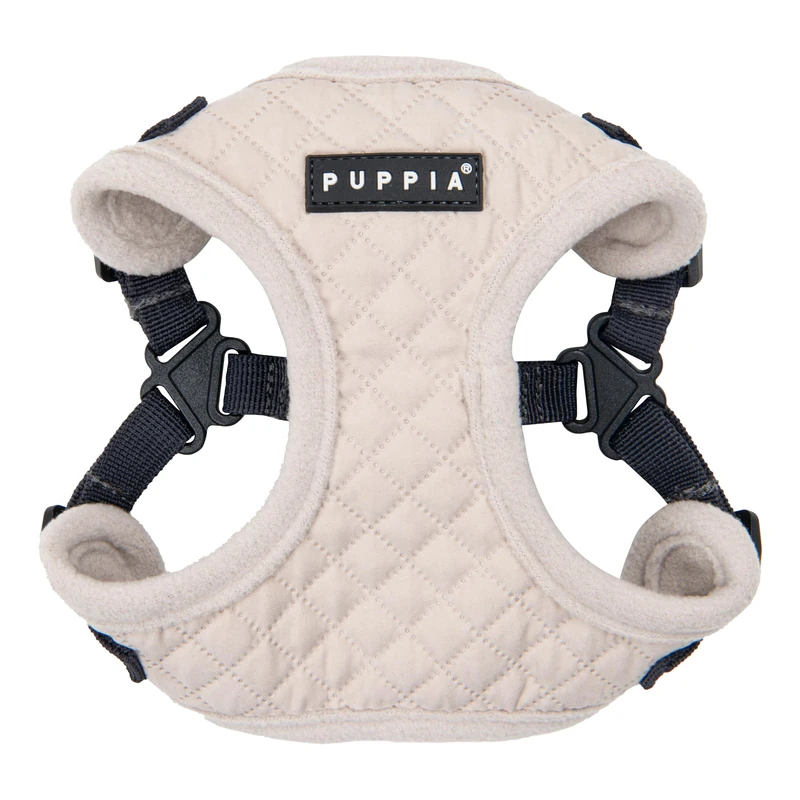 Puppia Irvin Comfort Dog Harness Step-in Warm Winter Diamond Pattern Adjustable Neck and Chest for Small and Medium Dog, Cream, Small