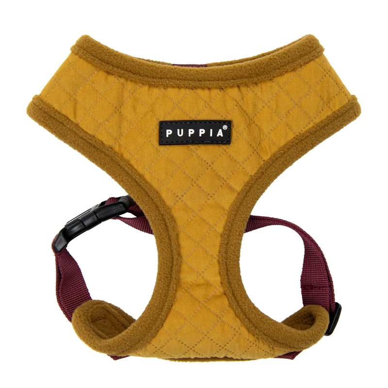 Puppia Irvin Dog Harness Over-The-Head Warm Winter Diamond Pattern Adjustable Chest for Small and Medium Dog, Mustard, Small