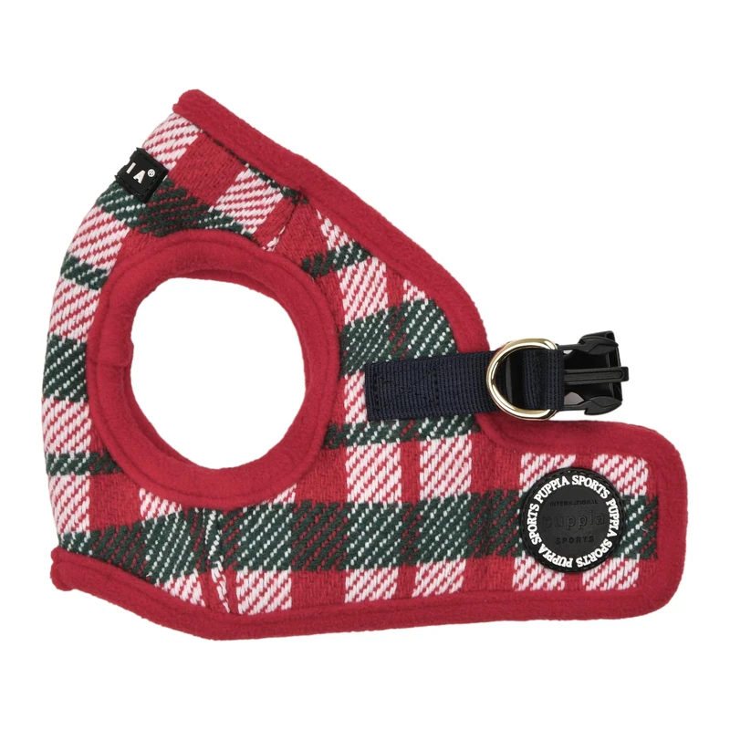 Puppia Festive Vest Dog Harness Step-in Warm Winter Checkered Pattern for Small and Medium Dog, Red, X-Large