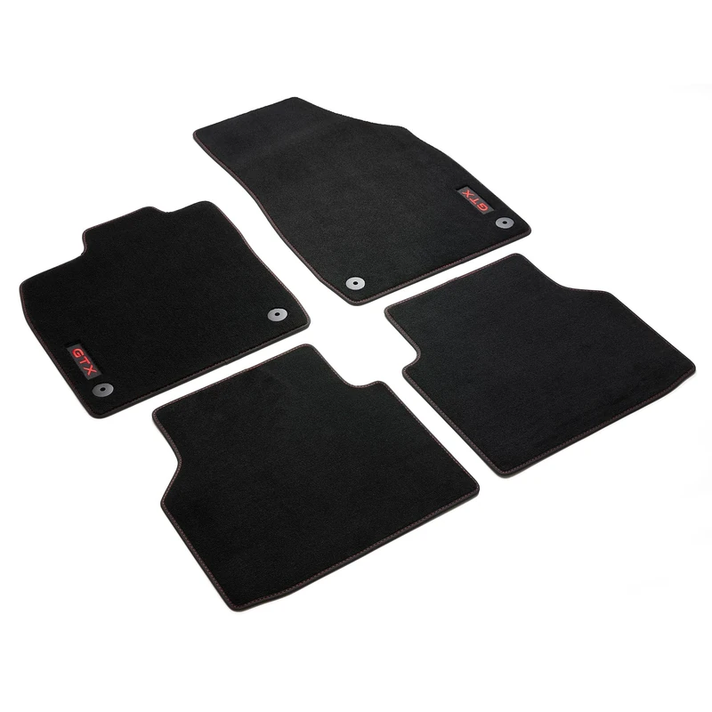 Volkswagen Car Mats GTX, Premium Velour TFG-Velours, Set of 4 Pieces, Black and Red, Front and Rear Fit for VW ID.4 2021+, ID.5 2022+