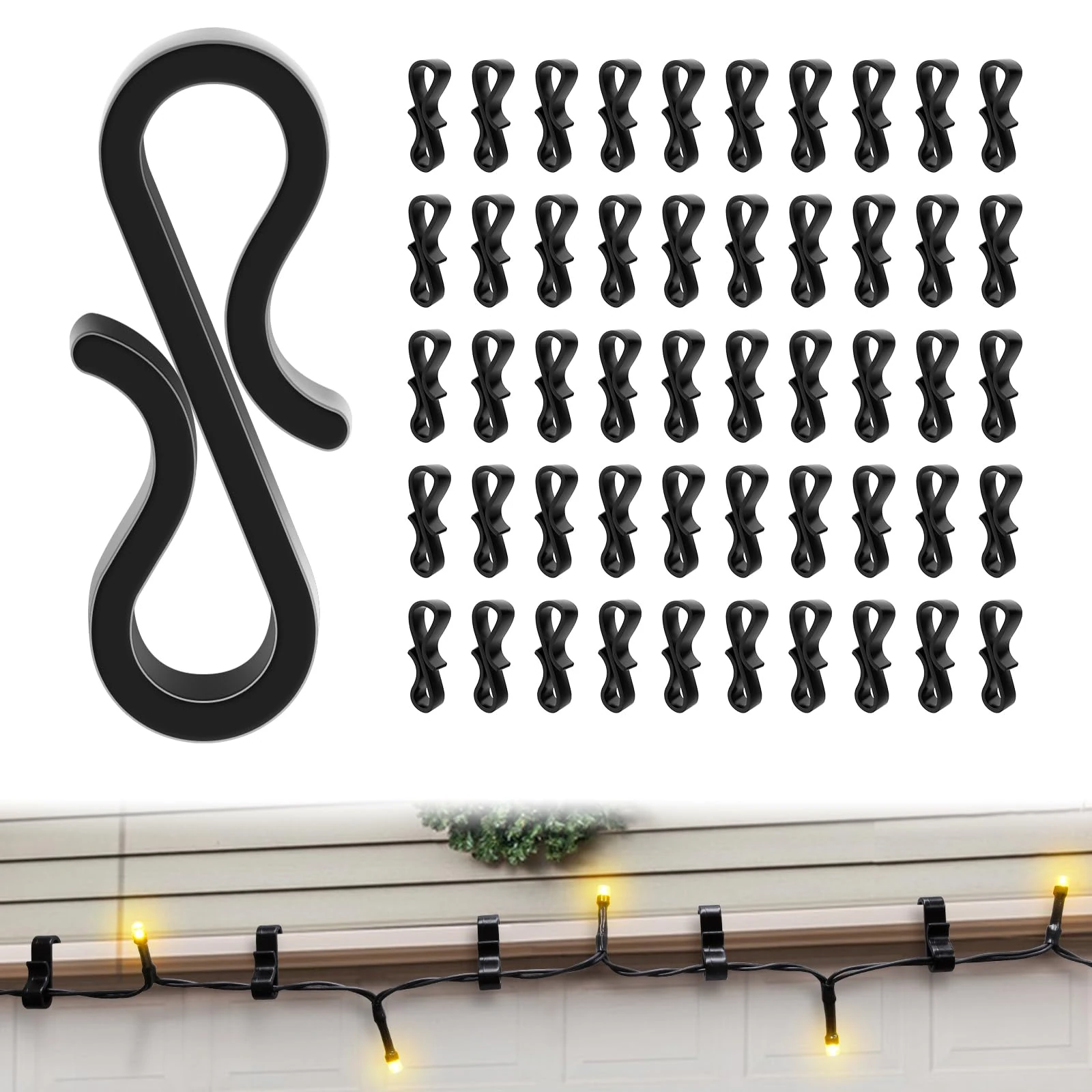 Etopgo 120pcs Mini Plastic Gutter Hooks, S Clip Hooks for String Lights,Outdoor Light Hook Clips for Wedding Christmas Halloween Garden Tree Home Decor,Outside String Lights