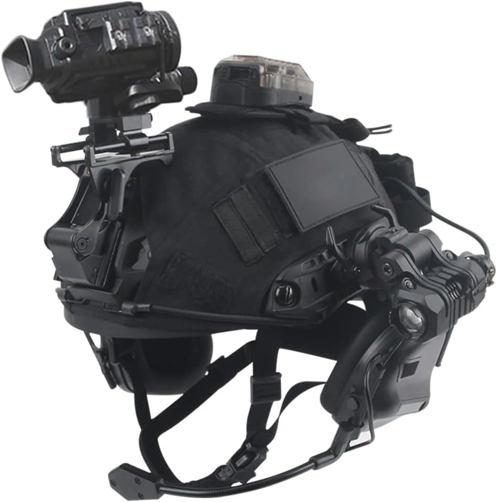 7.7MM (1.5Kg) Heavy Fast Combat Helmet Set, With Headsets, Flashlight, Goggles, Helmet Cover, For Airsoft Paintball Game Shooting Hunting(Bk f,STD)