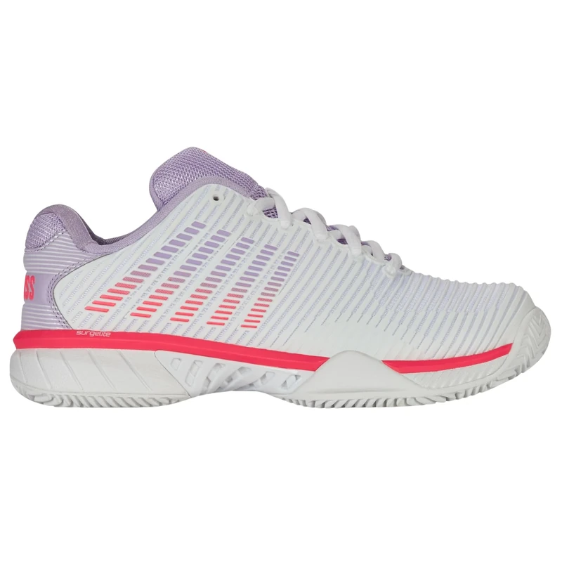K-Swiss Women's Hypercourt Express 2 Tennis Shoe, WHT/ORCHDPTL/NBLZ, 41.5 EU, Wht Orchdptl Nblz, 7.5 UK